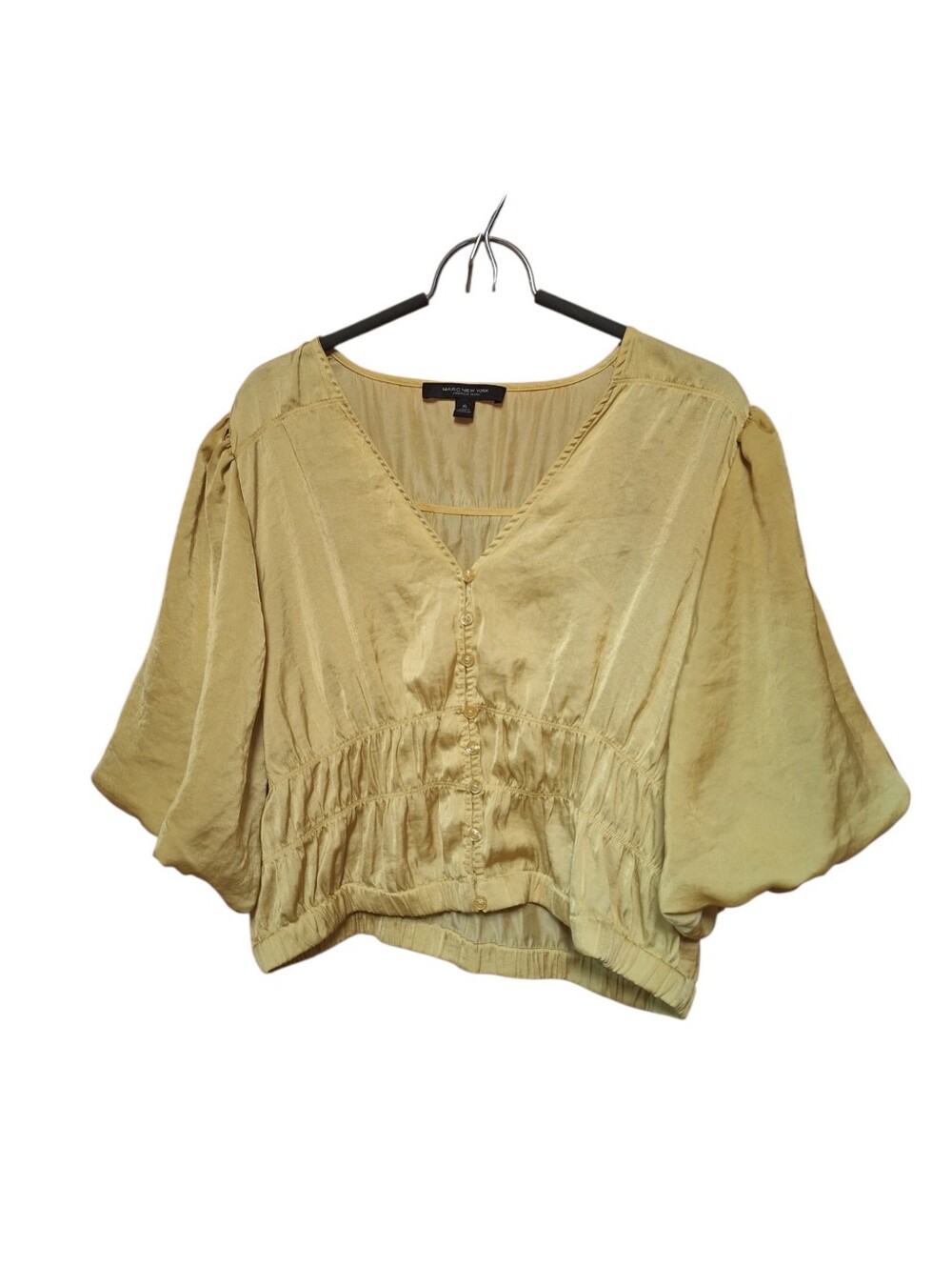Marc New York Chartreuse Ladies XL Bohemian Puffed Oversized Balloon Blouse Boho